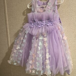 Purple Floral Kids Costume Dress